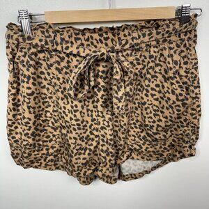 Aerie High Rise Paper Bag Tie Waist Leopard Cheetah Print Shorts  Size M